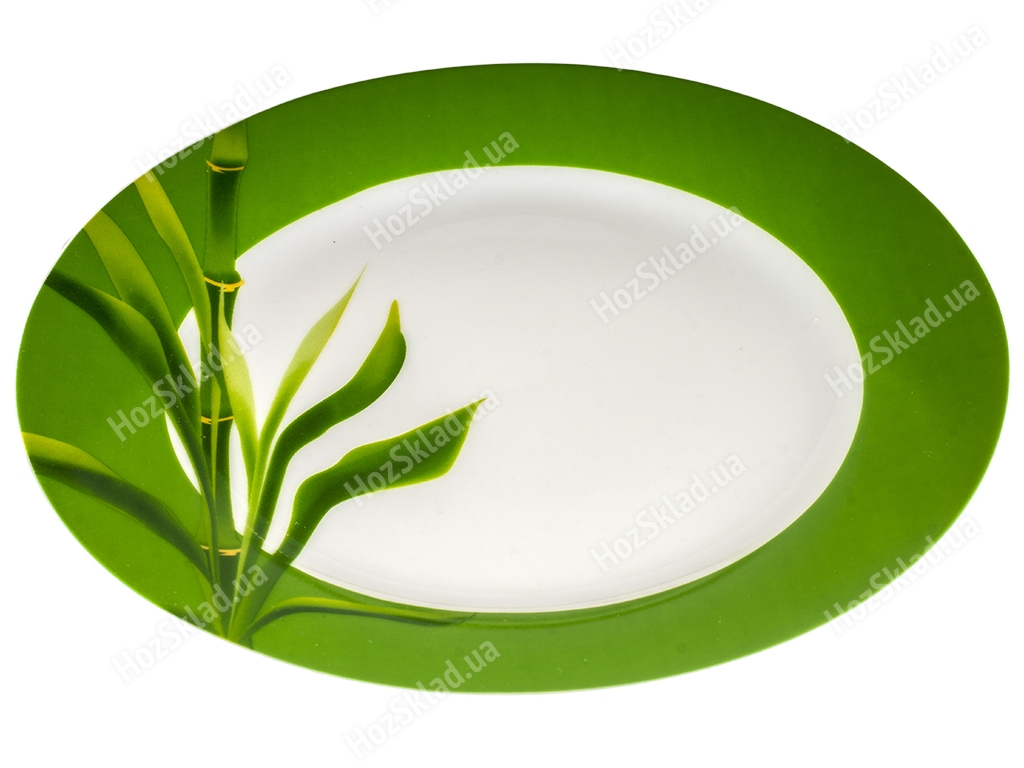 Тарелка Бамбук - зеленый ободок   7.5 19см