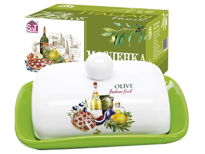 Маслянка керамічна Італійські страви 17х13х5,5см