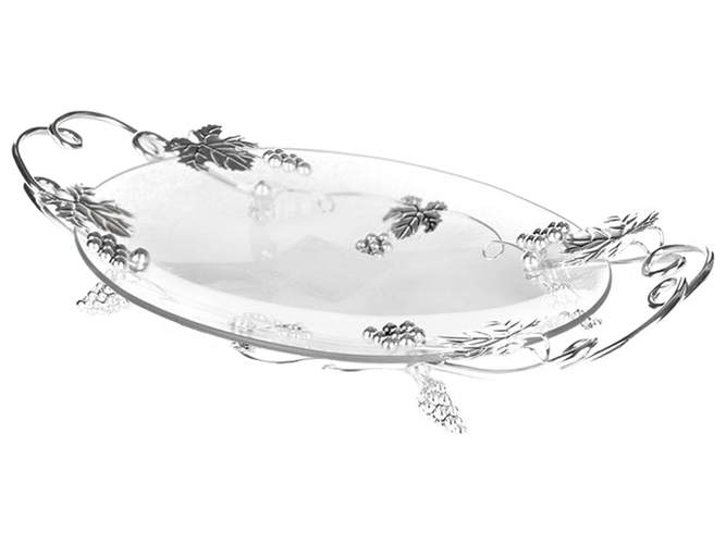 Блюдо овальне з ручками декор Виноград 43х24х8см