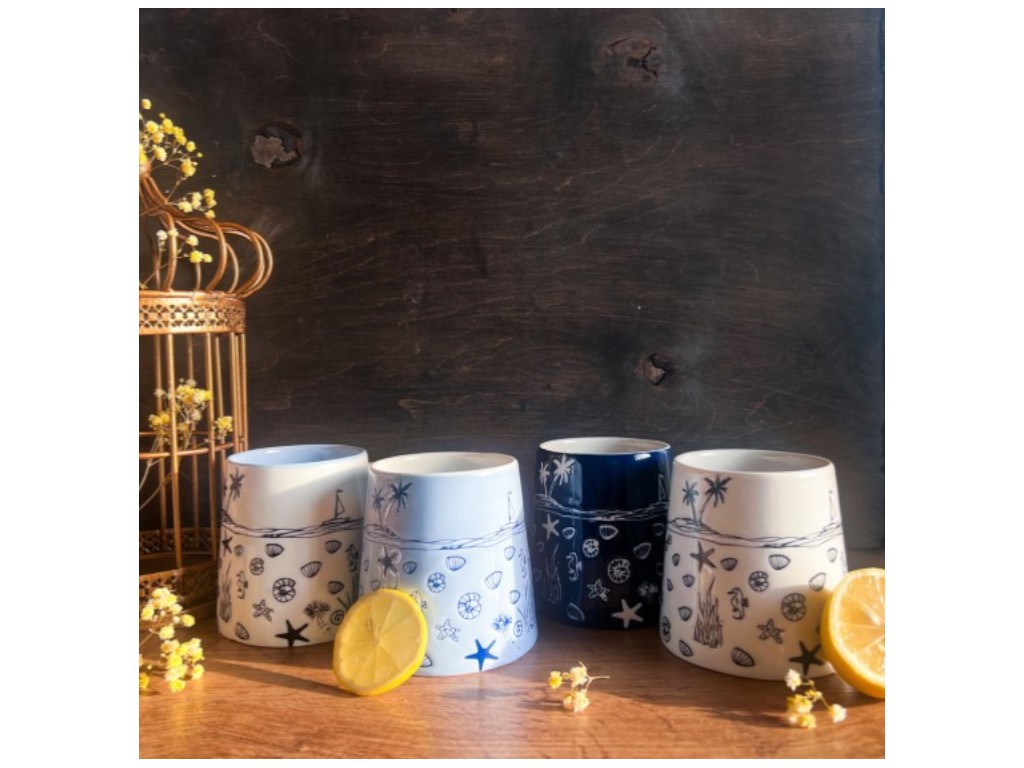 Чашка Море, керамика, 390мл, 4 дизайна (цена за 1шт)