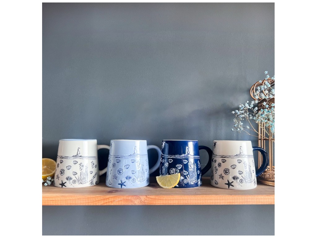 Чашка Море, керамика, 390мл, 4 дизайна (цена за 1шт)