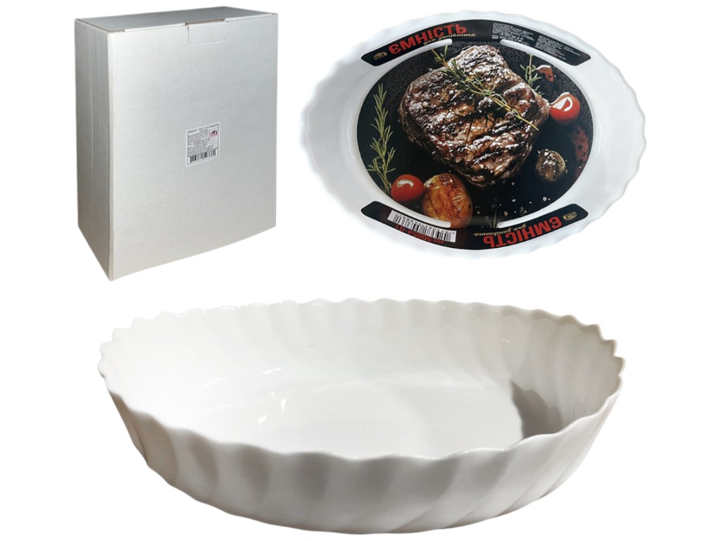 Емкость для запекания, овальная, стеклокерамика, 950мл, 22х16,5х5см, цвет белый