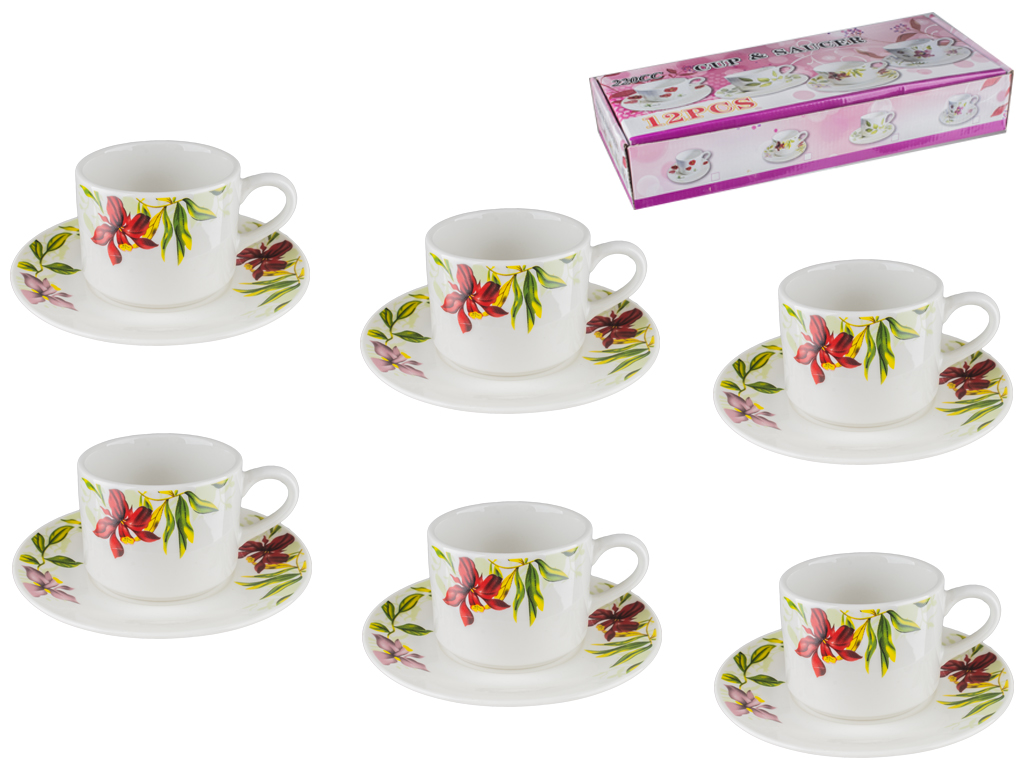 Набор чайный 12 предметов "Садовые цветы" (чашки по 175мл, блюдца D15см) на 6 персон