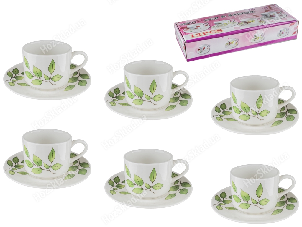 Набор чайный 12 предметов Береза (чашки по 175мл, блюдца D15см) на 6 персон