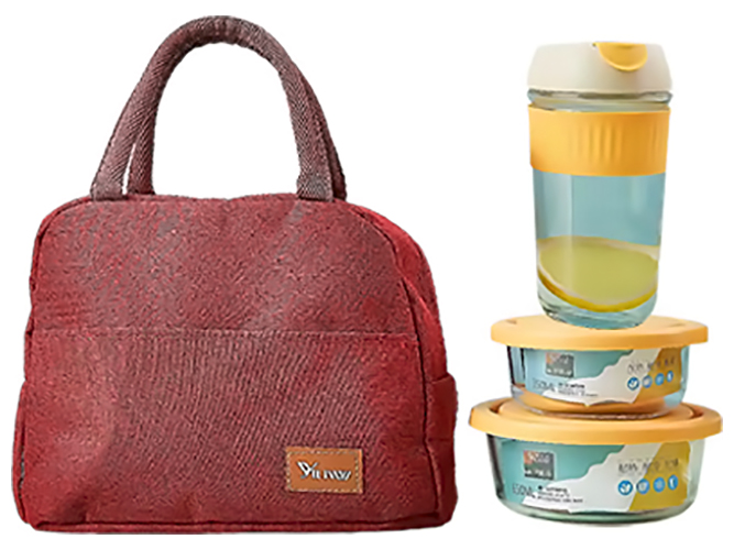 Набор емкостей Brunch в сумке из ткани, 650мл, 350мл, 500мл (цена за набор 4 предмета)