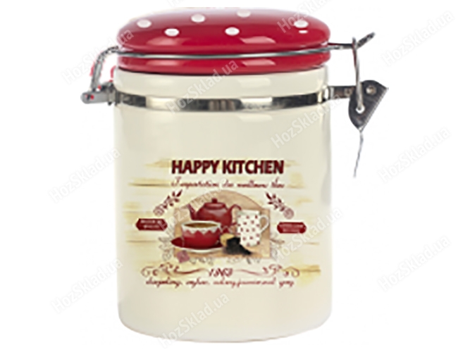 Емкость для сыпучих продуктов Happy Kitchen, d-10см, h-16см, 1,2л (без упаковки)