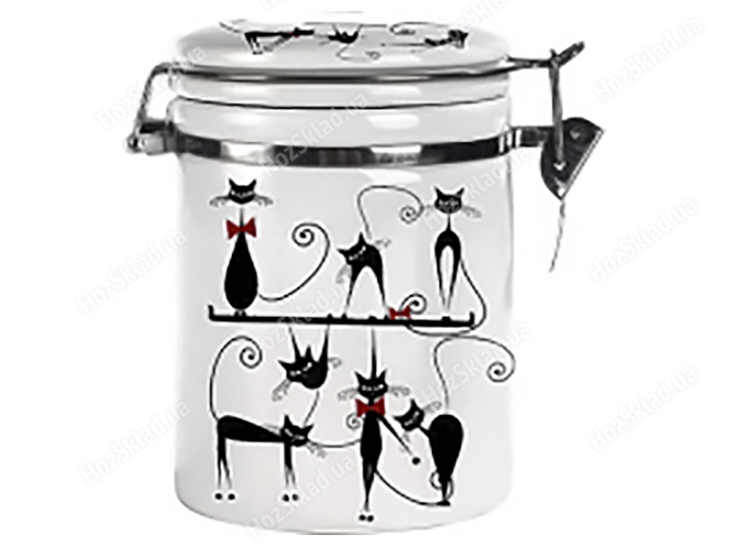 Ємність для сипучих продуктів Чорна кішка, d-10см, h-16см, 1,2л (без упаковки)