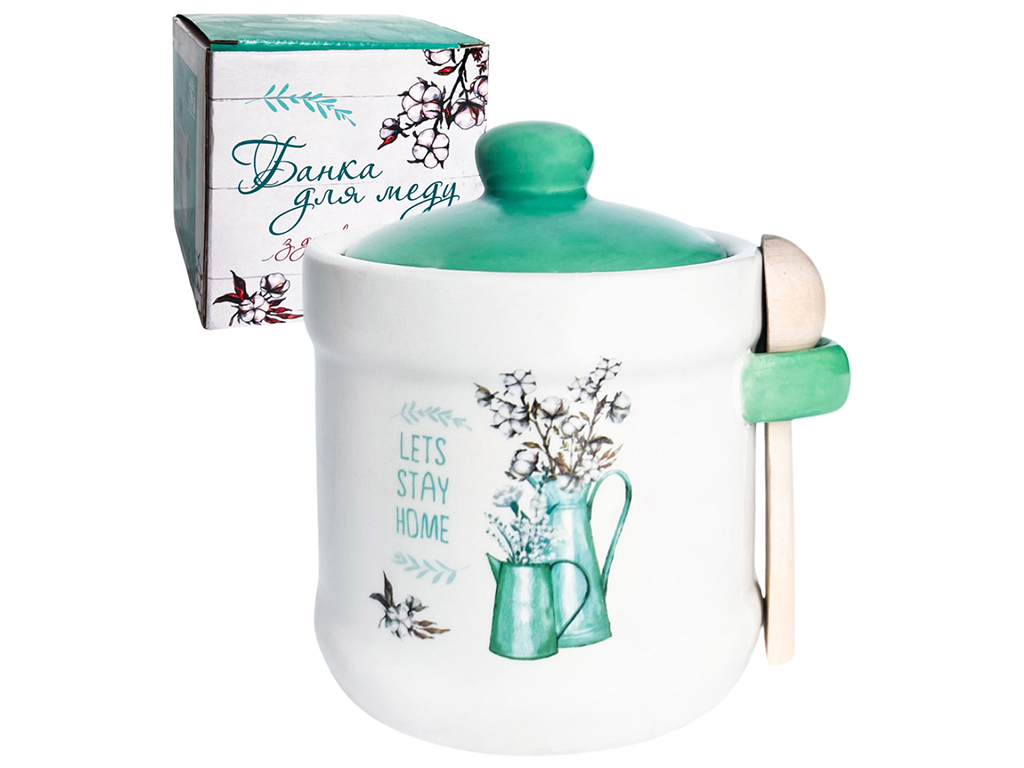Банка для меду Бавовна, з дерев'яною ложкою, 340мл