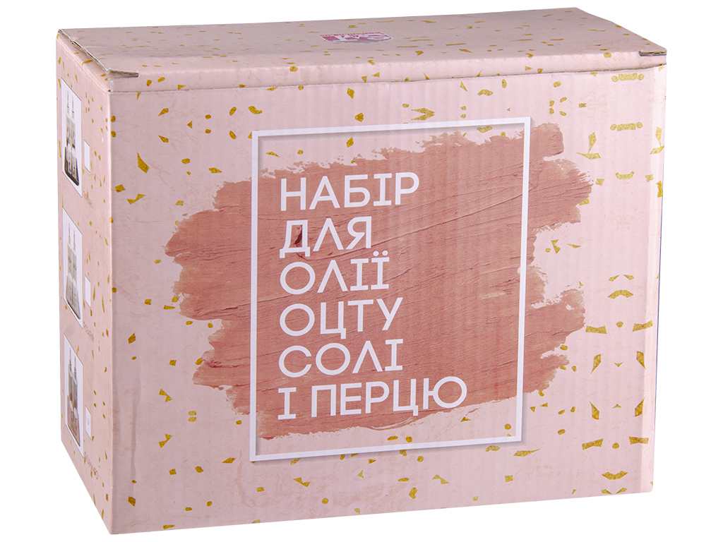 Набор для специй на подставке "Фламинго" для масла, уксуса, соли, перца (цена за набор 5 предметов)