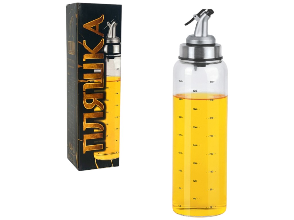 Пляшка для олії/оцту, скло, метал, 560мл, колір прозорий