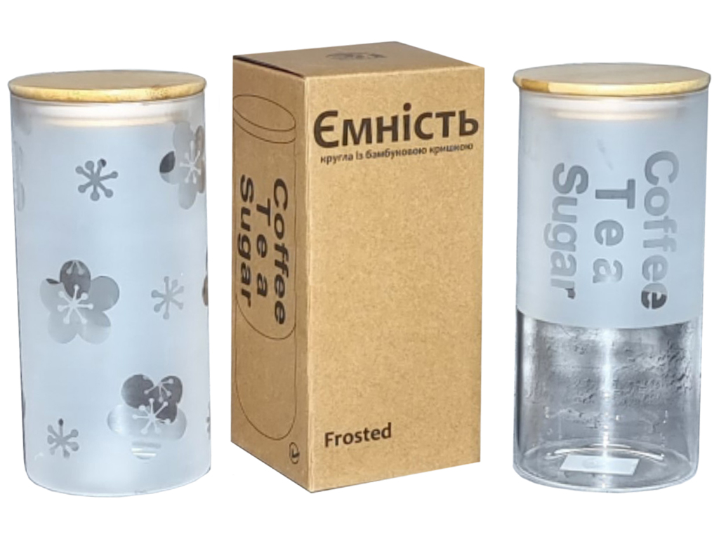 Емкость круглая Frosted с бамбуковой крышкой, 1,5мл