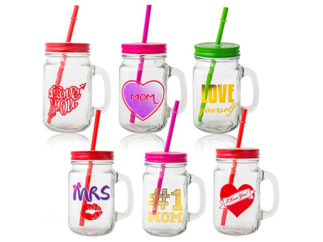 Кружка скляна з трубочкою Кохання 480мл