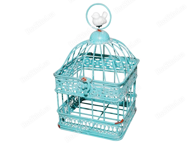 Клітка декоративна з пташкою 26см (колір блакитний)
