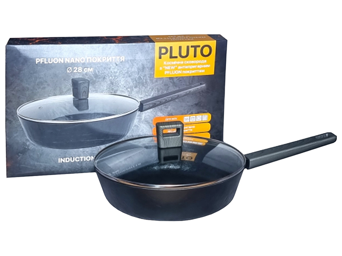 Сковорода Pluto, з скляною кришкою, антипригарне нано покриття, 28см