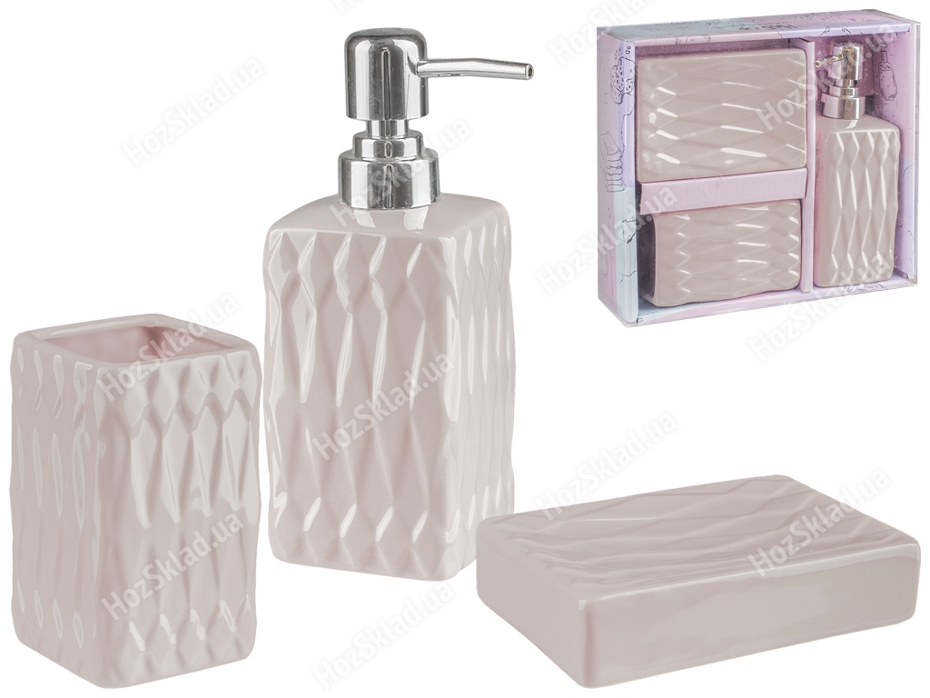 Набор аксессуаров для ванной комнаты керамический Рубин (цена за набор 3 предмета)