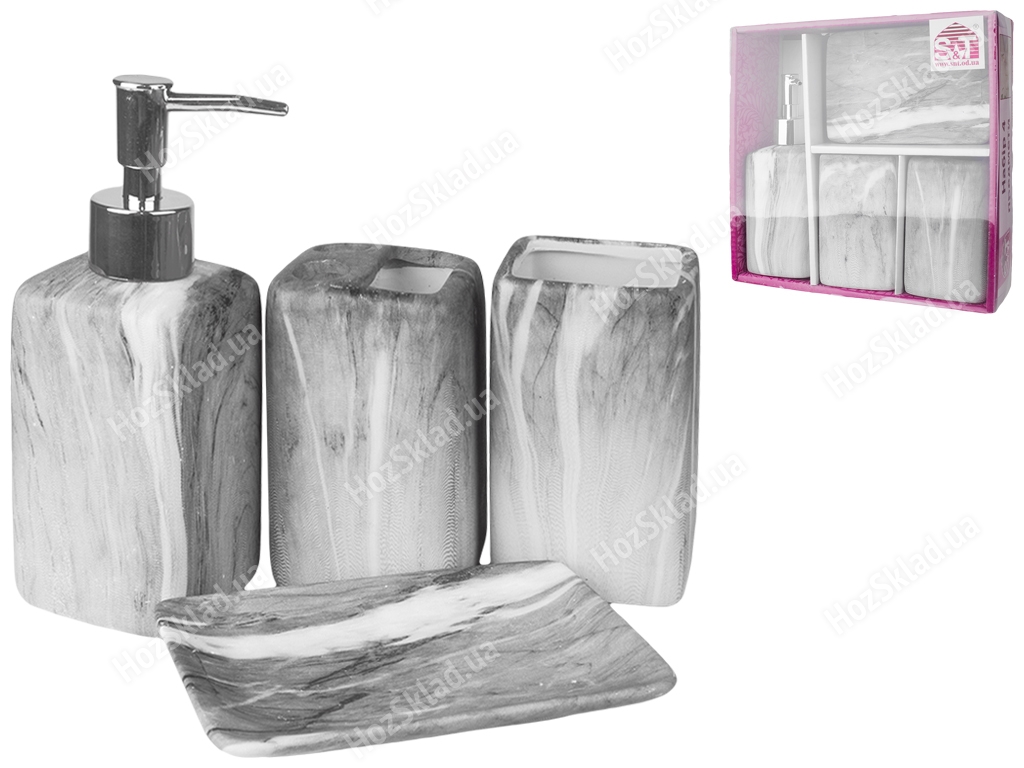 Набор аксессуаров для ванной комнаты керамический Гранит (цена за набор 4 предмета)