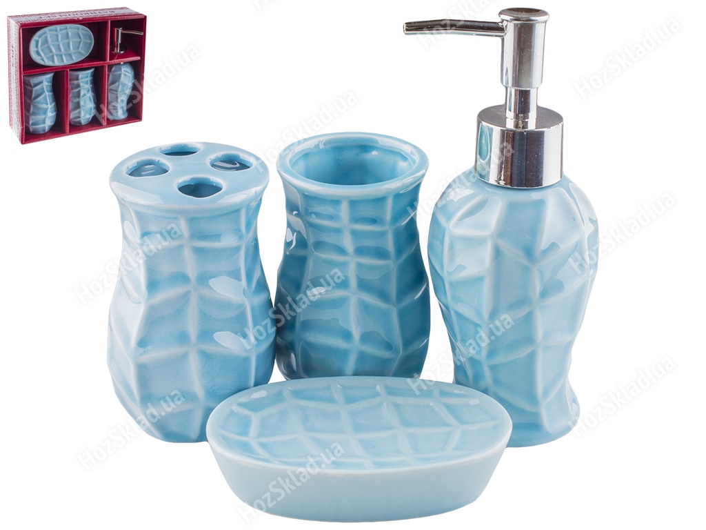 Набор аксессуаров для ванной комнаты керамический, классика однотон (цена за набор 4 предмета)