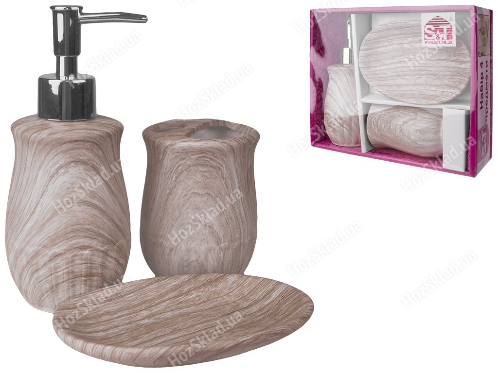 Набір аксесуарів для ванної кімнати керамічний Вільха (ціна за набір 3 предмети)