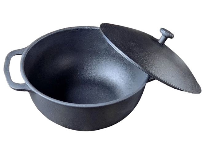 Кастрюля чугунная литая с чугунной крышкой, 2л