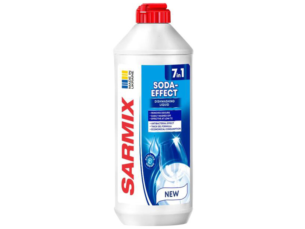 Гель для миття посуду Sarmix 7в1 Ефект соди, антибактеріальний, 900 мл
