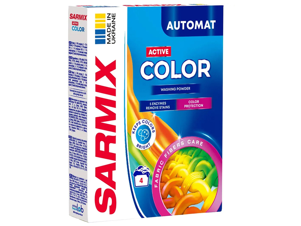 Стиральный порошок Sarmix, цветное бельё, ручная и автоматическая стирка, 300 г, 6 стирок
