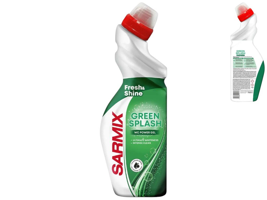Гель для чищення сантехніки Sarmix Green Splash, універсальний, аромат лісова свіжість, 750мл