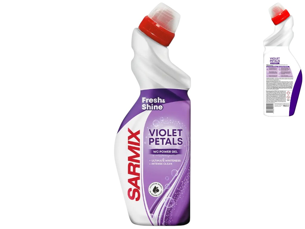 Гель для чистки сантехники Sarmix Violet Petals, универсальный, аромат цветочная свежесть, 750мл