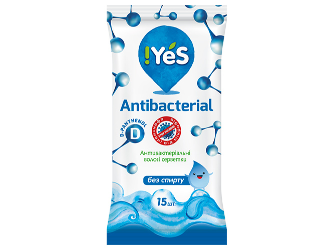 Влажные салфетки! YES антибактериальные с D-пантенолом 15шт