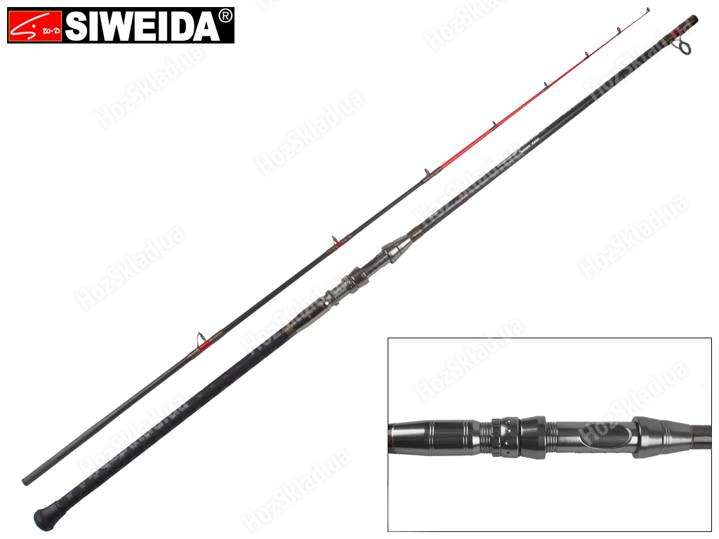 Спиннинг штекерный Siweida Cat Fish карбон, 9 колец, 2-секционный 2,55м 80-120г