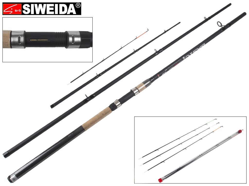 Спінінг штекерний Siweida "Basic feeder" фідер композит, 12 кілець, 4-секційний 3,3м 180г