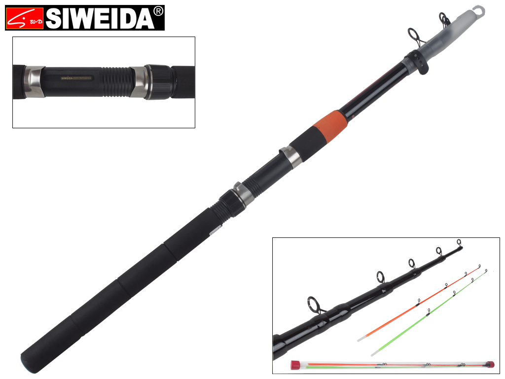Спінінг Siweida "Travel feeder" (телескоп+2 хлистика) композит, 9 кілець, 7-секційний 3,6м 60-120г