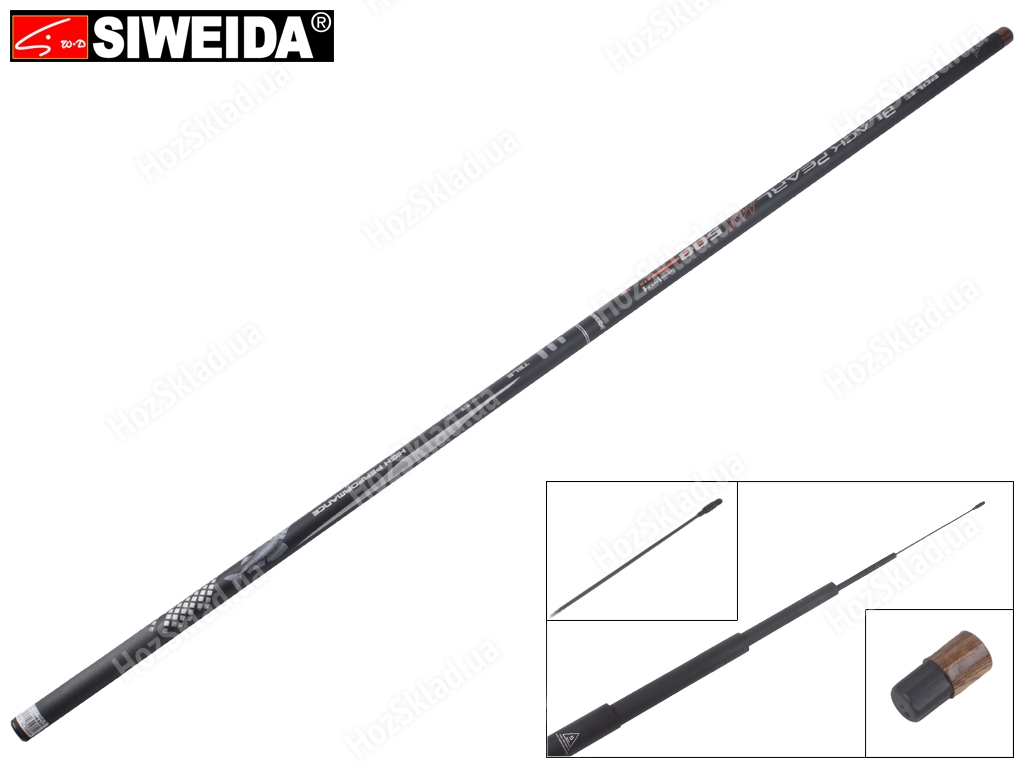Удочка Siweida Black Pearl карбон+композит, без колец, 5-секционная 5м 5-25г