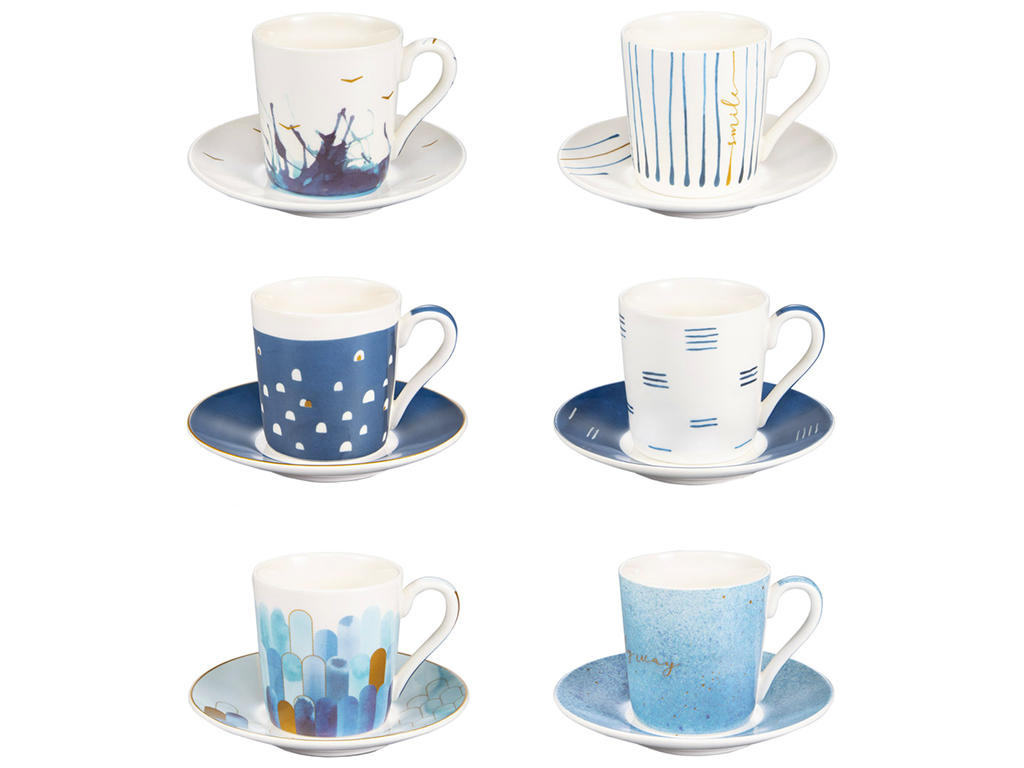 Набор чашек для эспрессо My Coffee Deep blue, с блюдцем (цена за набор 6шт) 09147