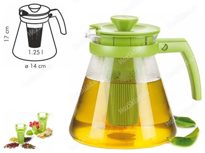 Чайник TEO с ситечками для заваривания, зеленый 1,25л 68458