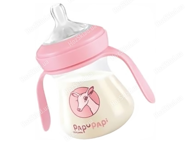 Пляшка дитяча PAPU PAPI 0+ з антиколіковою силіконовою соскою, рожева 150мл 00045