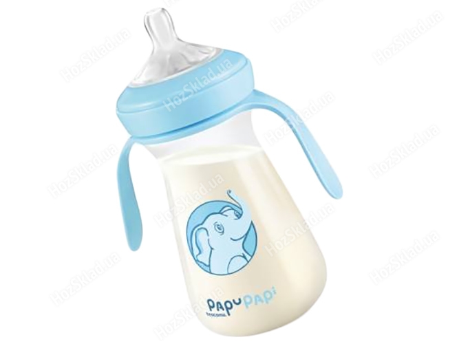 Пляшка дитяча PAPU PAPI 0+ з антиколіковою силіконовою соскою, синя 250мл 00120