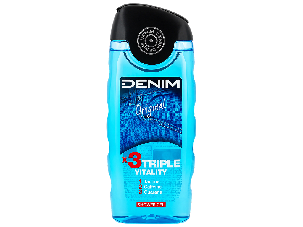 Мужской гель для душа Denim Original Triple Vitality, 250мл Мужской гель для душа Denim Original Triple Vitality, 250мл