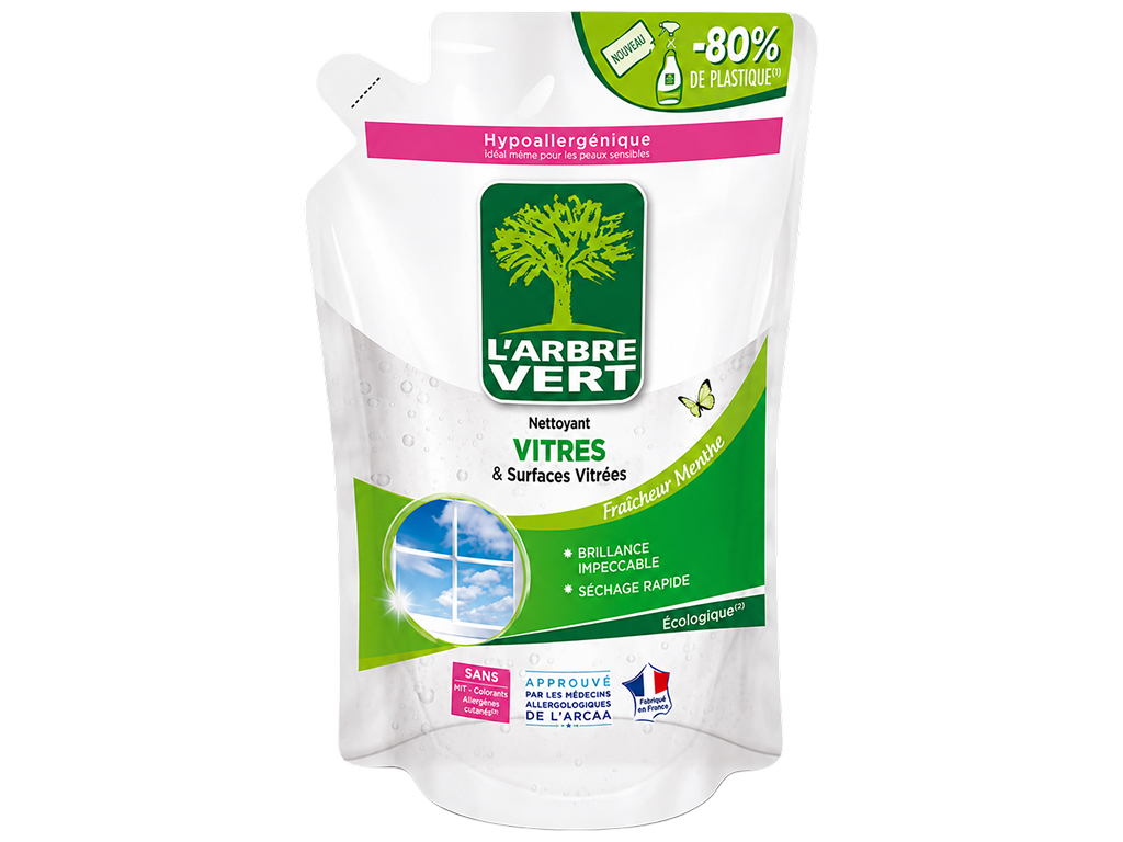 Средство для мытья окон L'Arbre Vert, мята, запасной блок, 740 мл