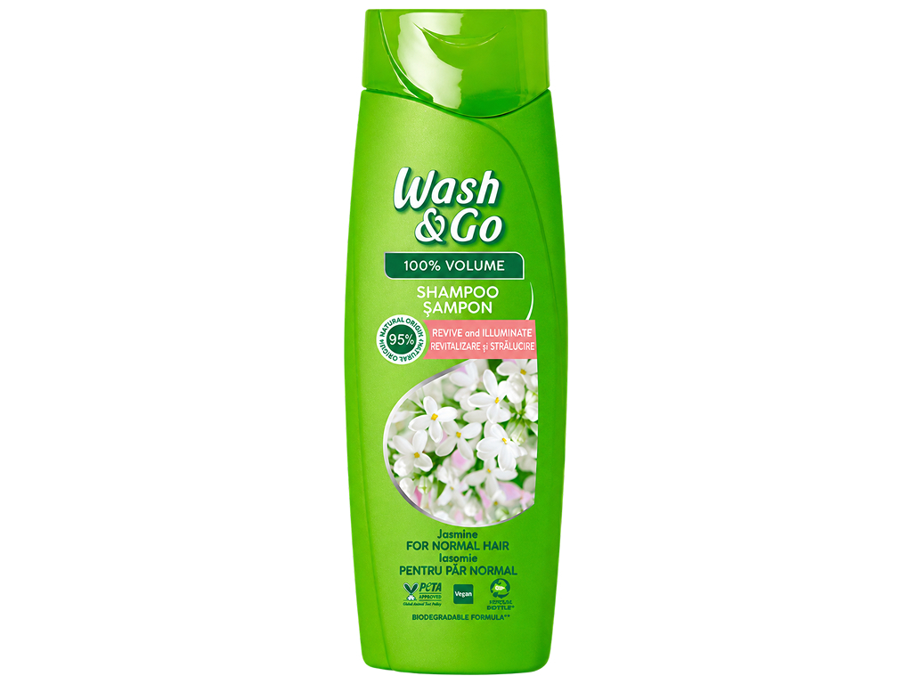 Шампунь Wash and Go 100% Volume с экстрактом жасмина, для нормальных волос, 200 мл