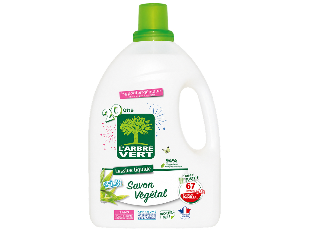 Гель для стирки L’Arbre Vert Vegetable Soap, концентрат, 67 стирок, 3,015 л