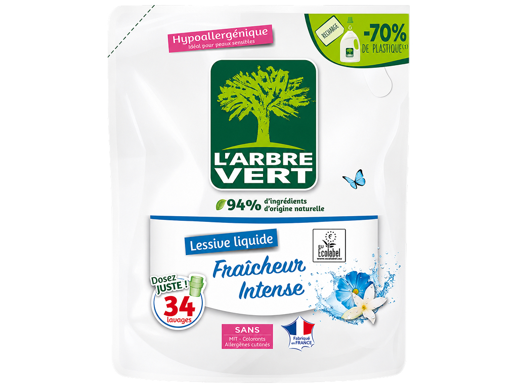 Гель для стирки L’Arbre Vert Intense Freshness, запасной блок, 34 стирки, 1,53 л Гель для стирки L’Arbre Vert Intense Freshness, запасной блок, 34 стирки, 1,53 л