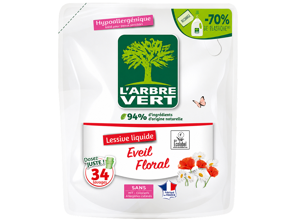 Гель для стирки L’Arbre Vert Floral, гипоаллергенный концентрат, запаска, 34 стирки, 1,53 л Гель для стирки L’Arbre Vert Floral, гипоаллергенный концентрат, запаска, 34 стирки, 1,53 л
