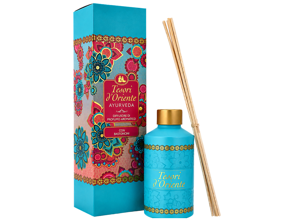 Аромадиффузор Tesori d'Oriente Ayurveda, восточный аромат с ротанговыми палочками, 200 мл