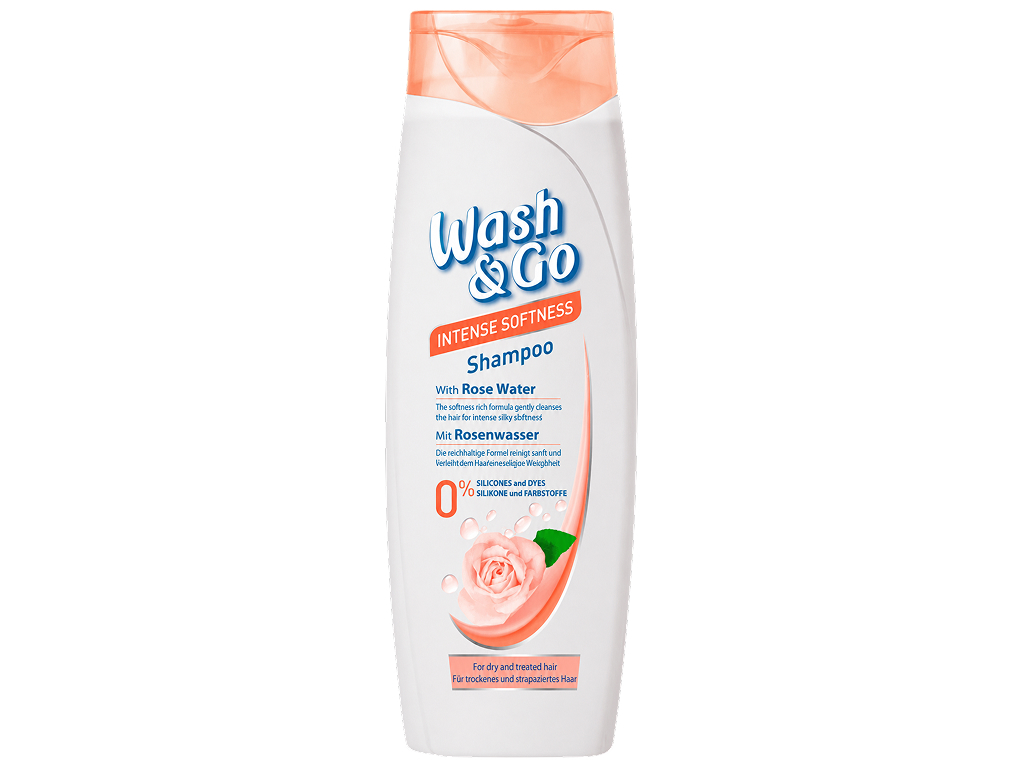 Шампунь Wash and Go Intense Softness с розовой водой, для сухих волос, 200 мл