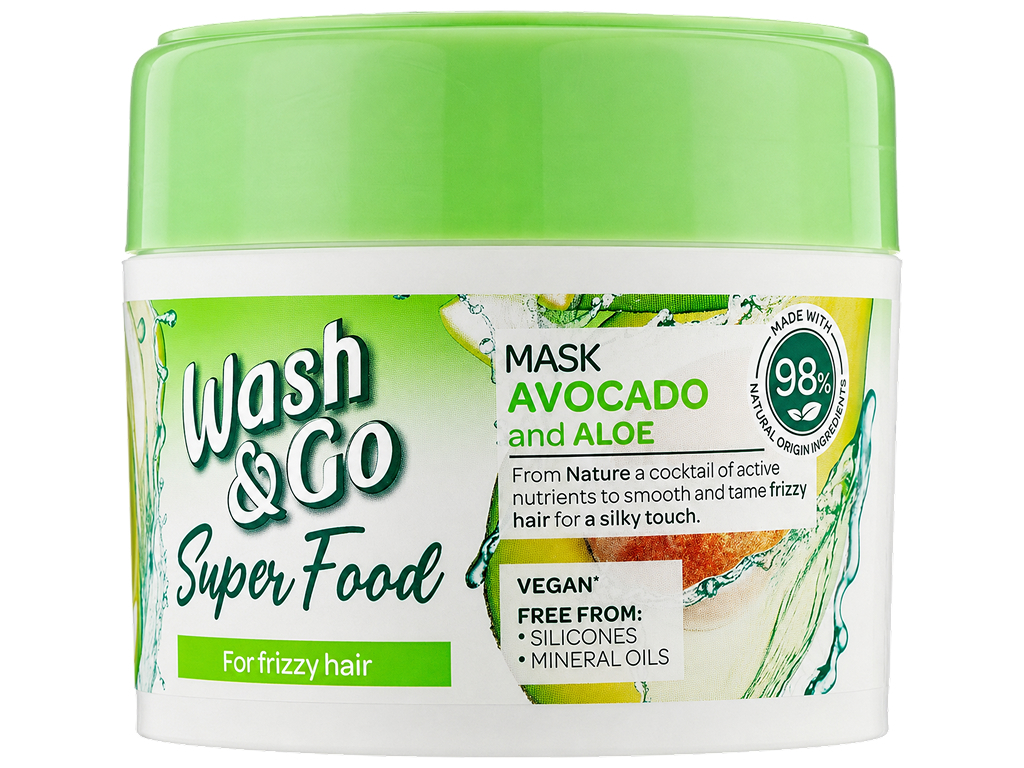 Маска для волос Wash and Go Super Food, авокадо и алоэ, для непослушных волос, 300 мл