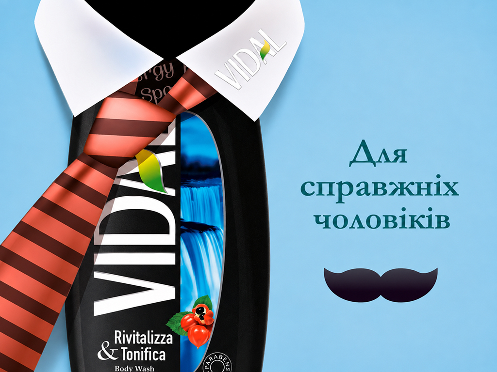 Гель для душа Vidal Energy & Sport, с женьшенем и гуараной, 250мл