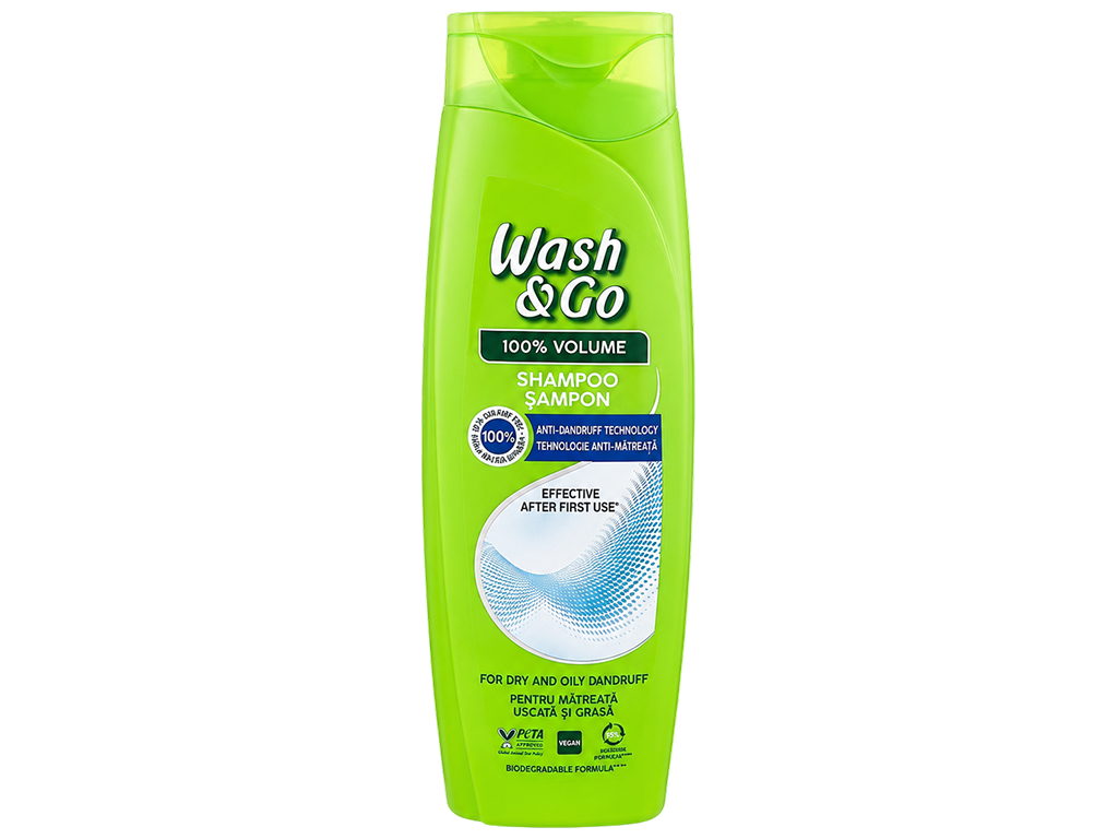 Шампунь против перхоти Wash and Go 100% Volume, с климбазолом, 360 мл