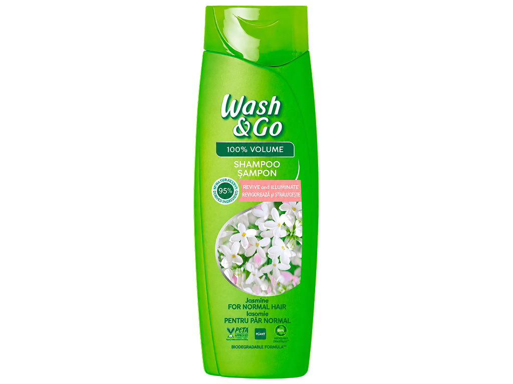 Шампунь Wash and Go 100% Volume с экстрактом жасмина, для нормальных волос, 360 мл