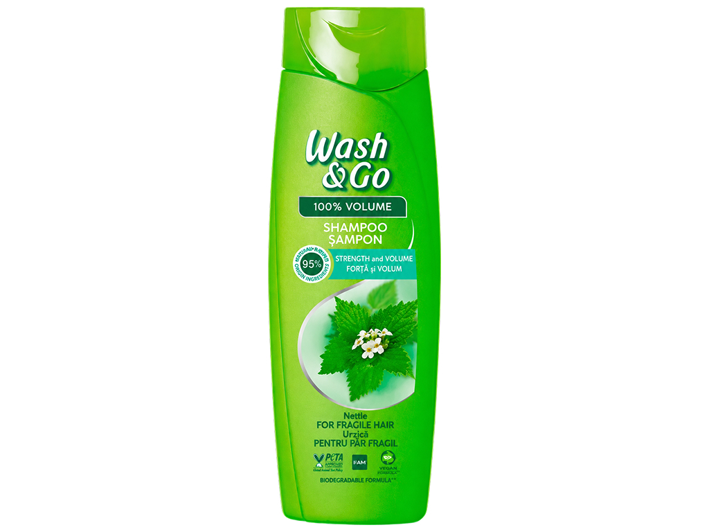 Шампунь Wash and Go с экстрактом крапивы, для ломких волос и объема, 360 мл Шампунь Wash and Go с экстрактом крапивы, для ломких волос и объема, 360 мл