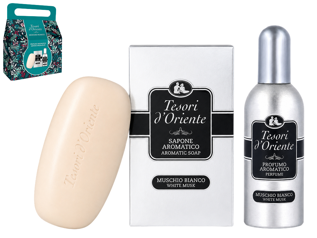 Подарунковий набір Tesori d’Oriente White Musk, парфуми й тверде мило, 100 мл, 125 г